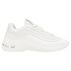 MIU Weißes Leder Logo tongue clear big crystal heels klobige Turnschuhe EU38