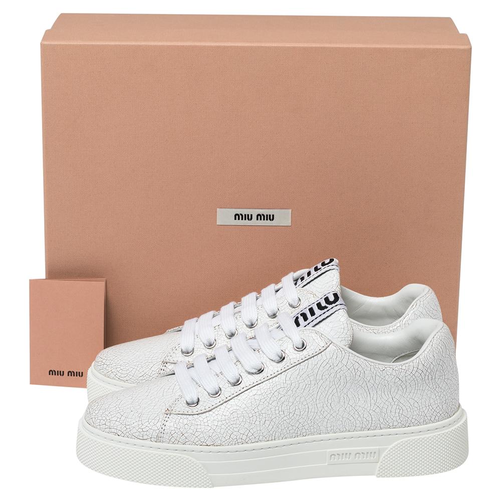 Miu Miu White Leather Low Top Sneakers Size 37