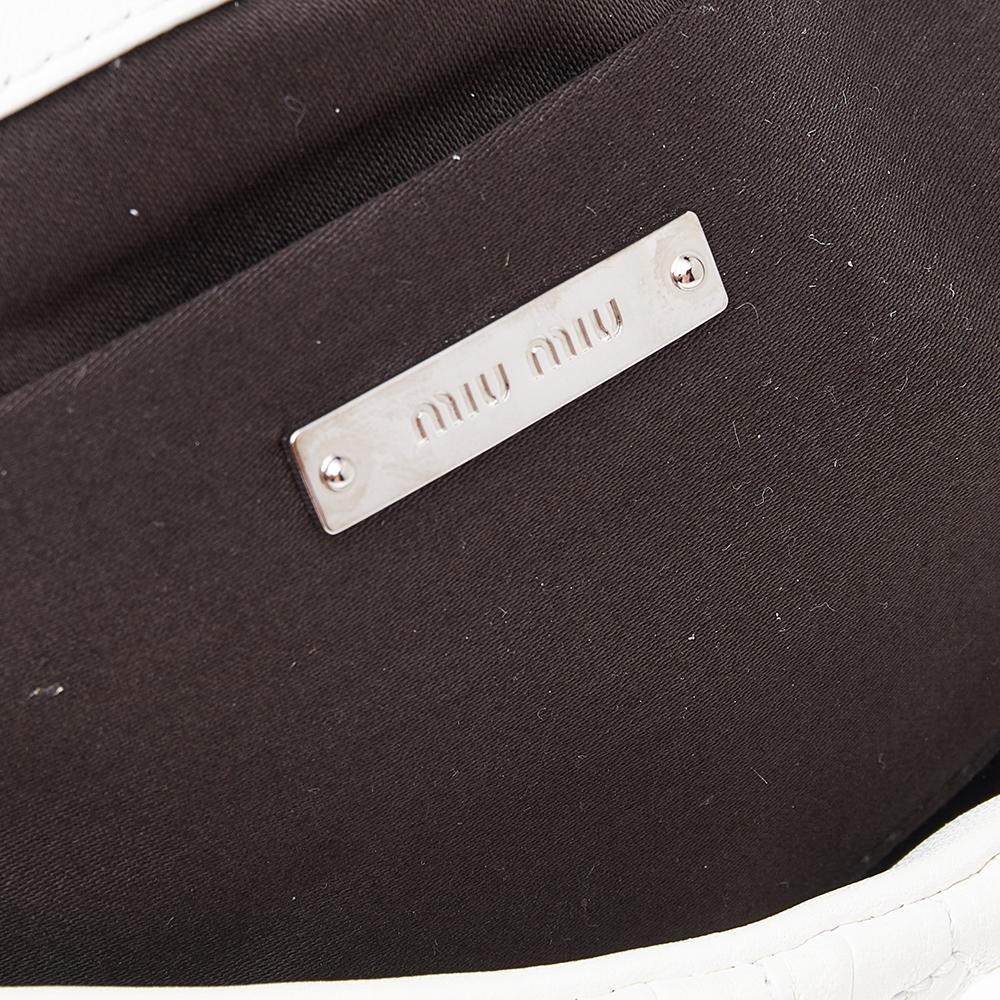 Miu Miu White Leather Matelassé Nappa Iconic Crystal Shoulder Bag 3