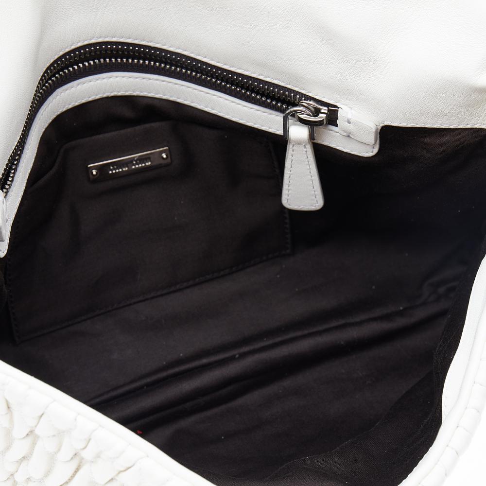 Miu Miu White Leather Matelassé Nappa Iconic Crystal Shoulder Bag 1