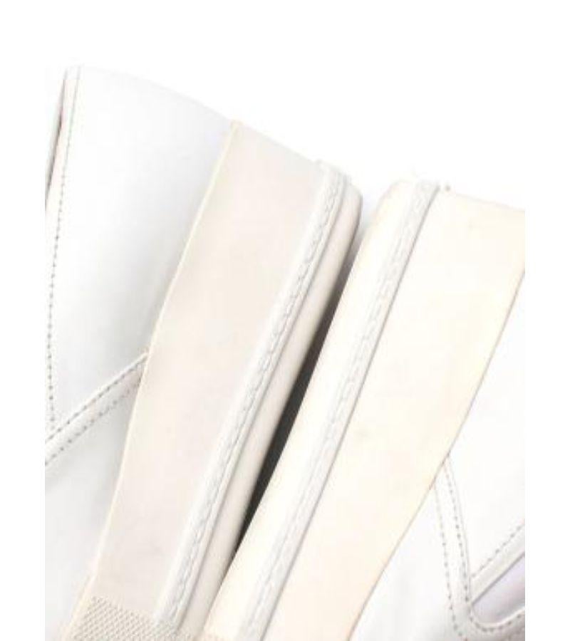 Miu Miu White Leather Platform Slip-On Trainers For Sale 6