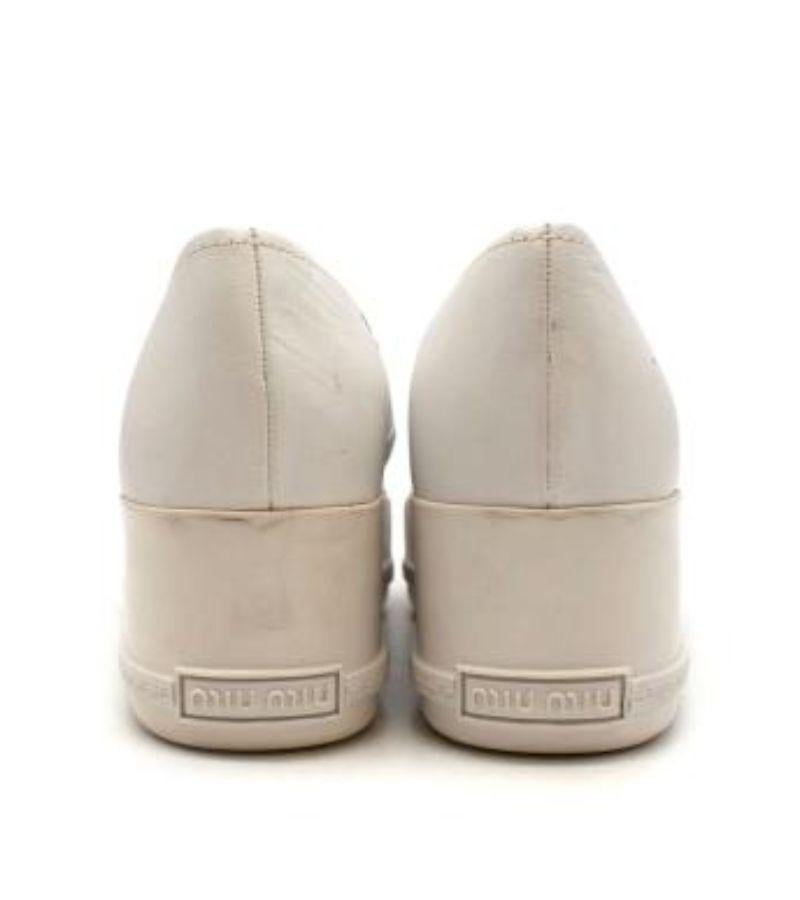 Miu Miu White Leather Platform Slip-On Trainers In Good Condition For Sale In London, GB