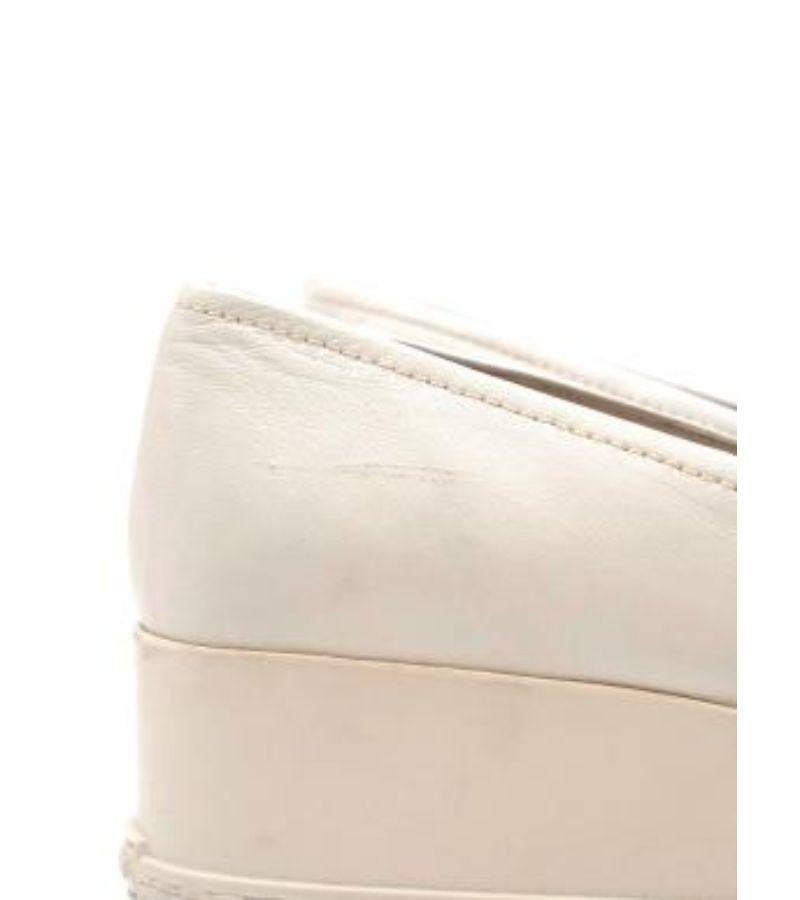 Miu Miu White Leather Platform Slip-On Trainers For Sale 5