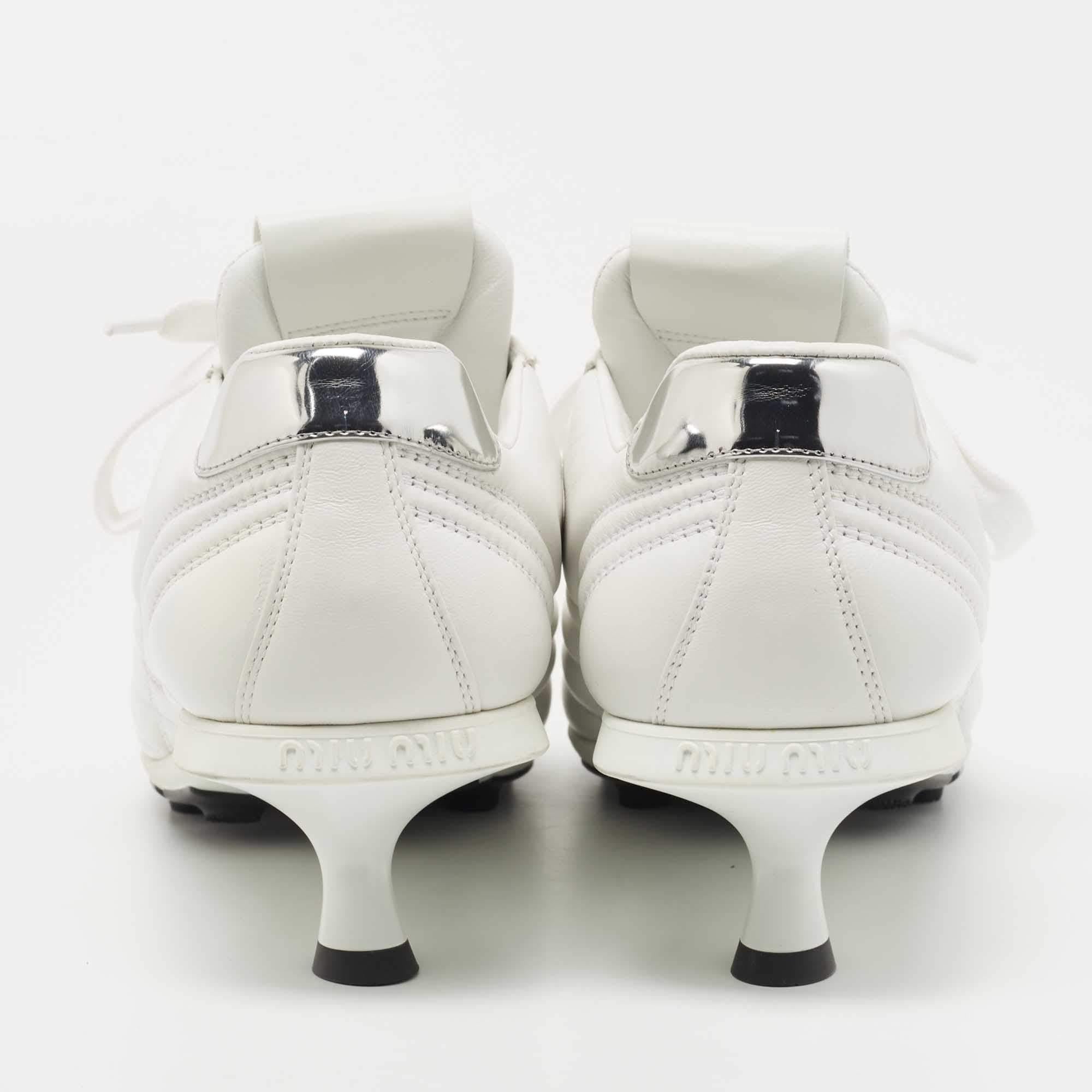Miu Miu White Leather Pointed Toe Sneaker Pumps Size 40 1