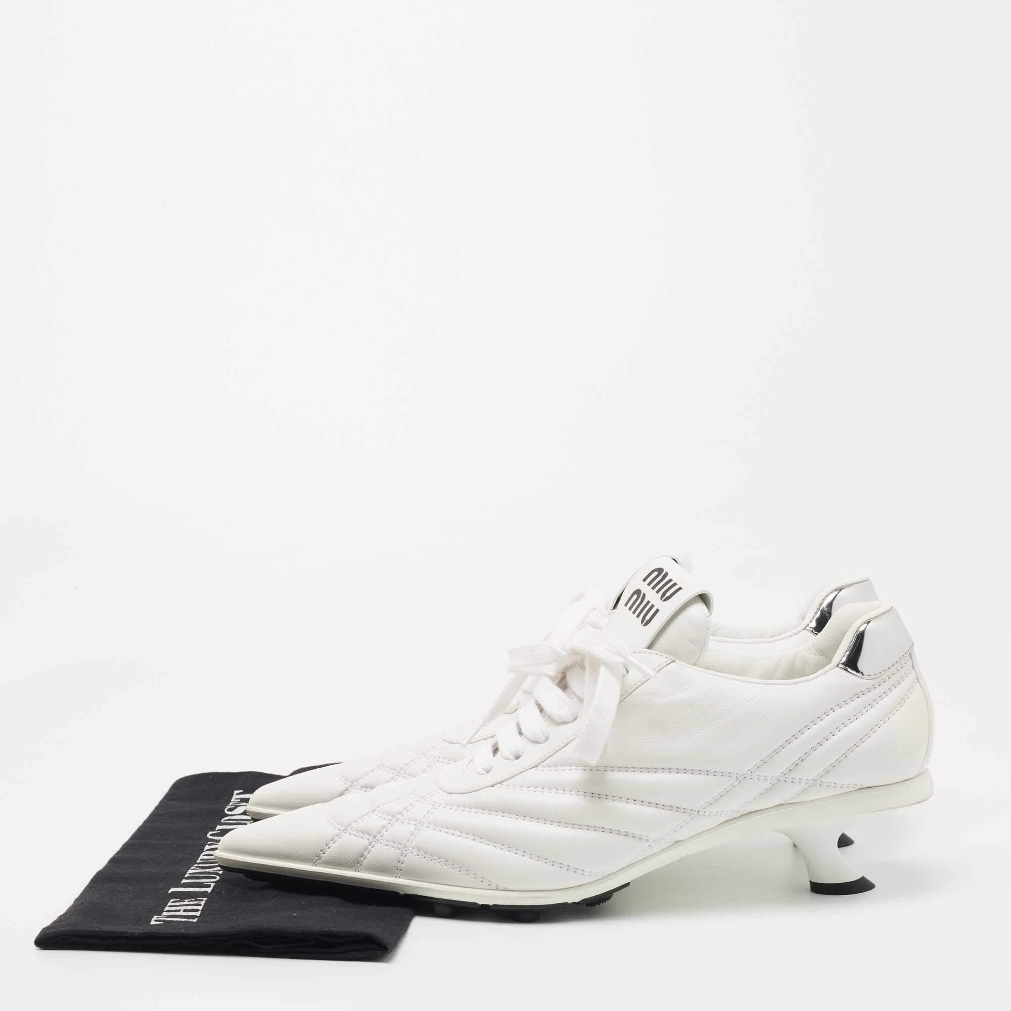 Miu Miu White Leather Pointed Toe Sneaker Pumps Size 40 5