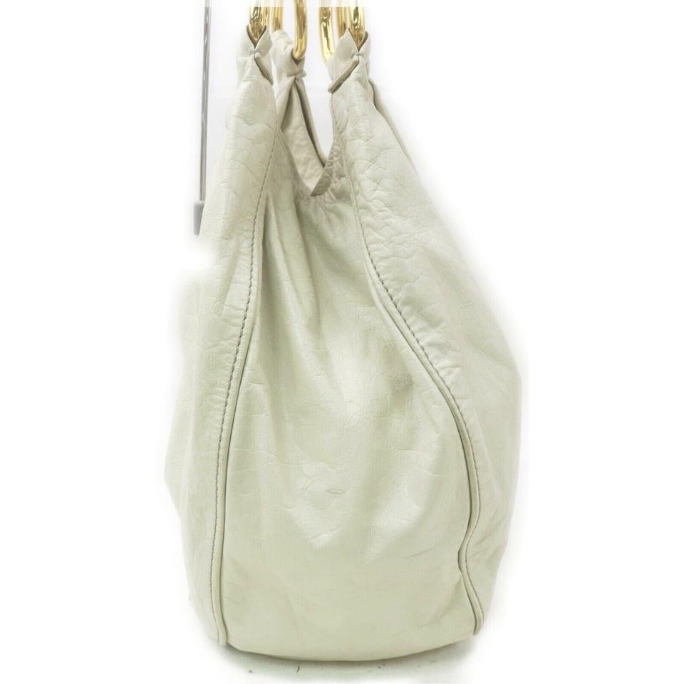 Miu Miu White Leather Ring Hobo Shoulder Bag 863198 6