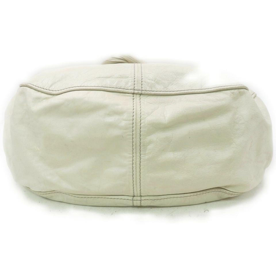 Women's Miu Miu White Leather Ring Hobo Shoulder Bag 863198