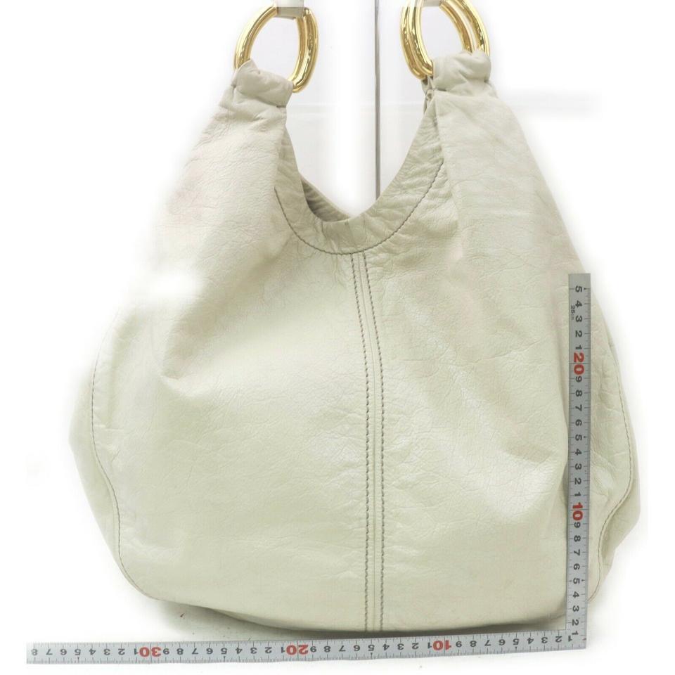 Miu Miu White Leather Ring Hobo Shoulder Bag 863198 3