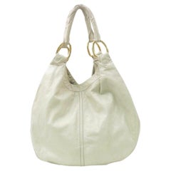 Vintage Miu Miu White Leather Ring Hobo Shoulder Bag 863198