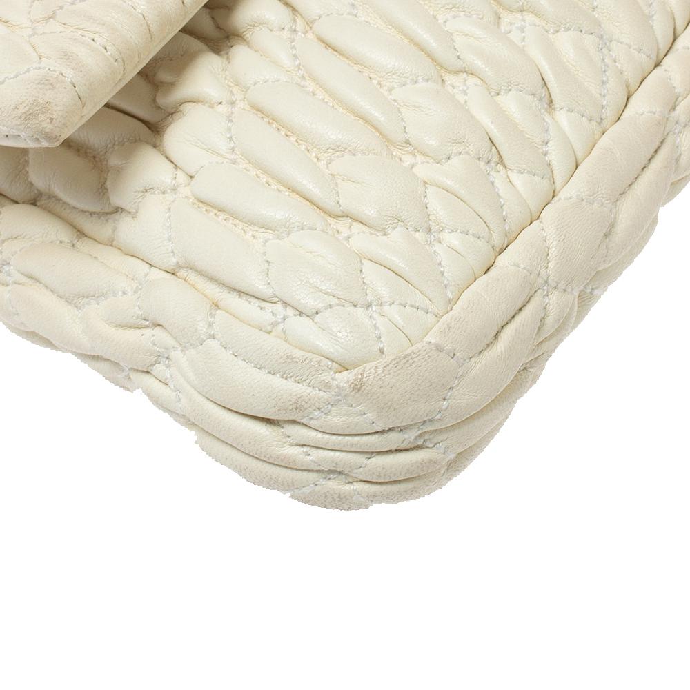 Miu Miu White Matelasse Nappa Leather Crystal Shoulder Bag 3