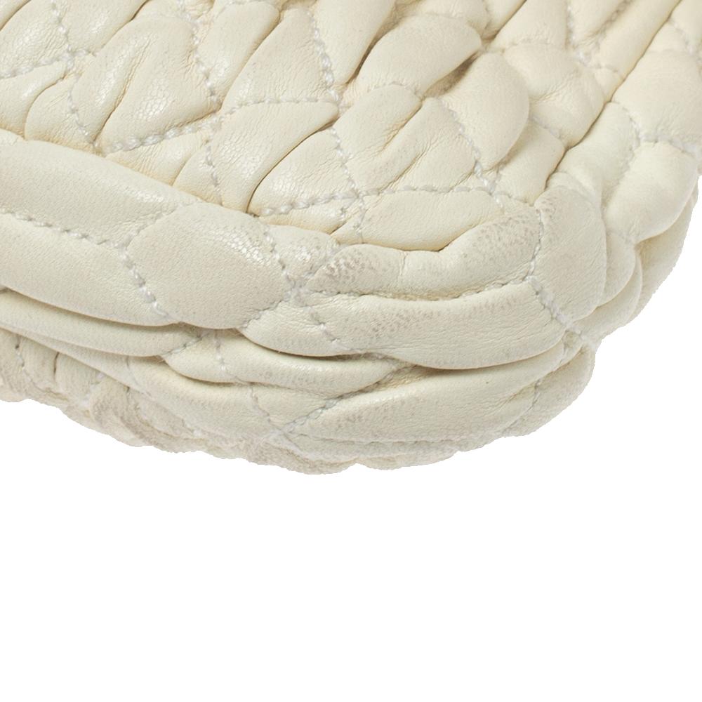 Miu Miu White Matelasse Nappa Leather Crystal Shoulder Bag 4