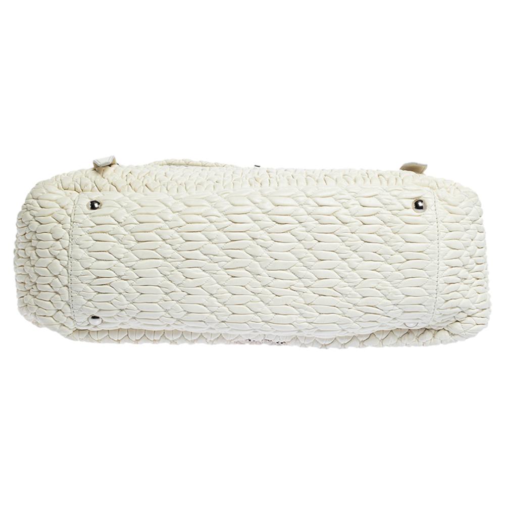 Women's Miu Miu White Matelasse Nappa Leather Turnlock Top Handle Bag