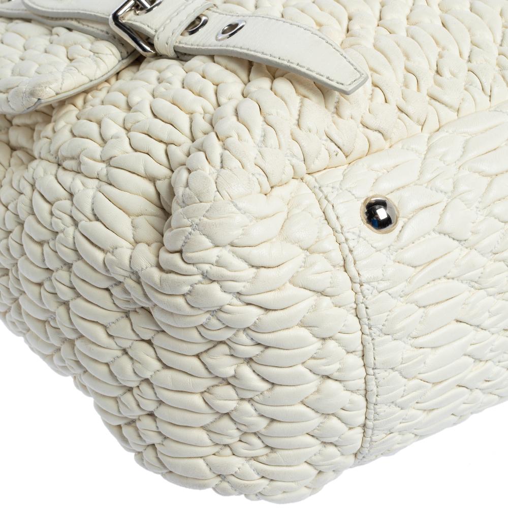 Miu Miu White Matelasse Nappa Leather Turnlock Top Handle Bag 3