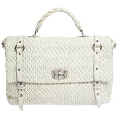 Miu Miu White Matelasse Nappa Leather Turnlock Top Handle Bag