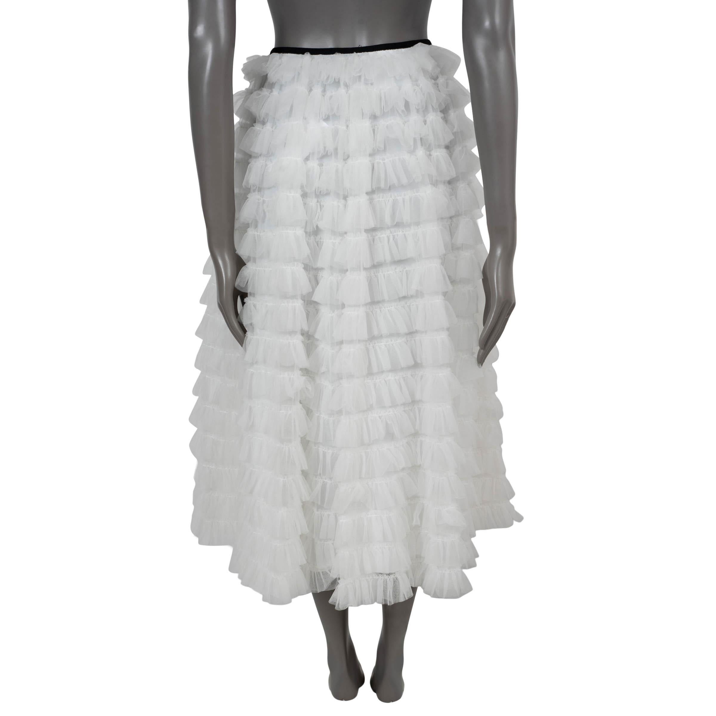 MIU MIU nylon blanco 2021 TIERED TULLE Falda MIDI 38 XS Gris en venta