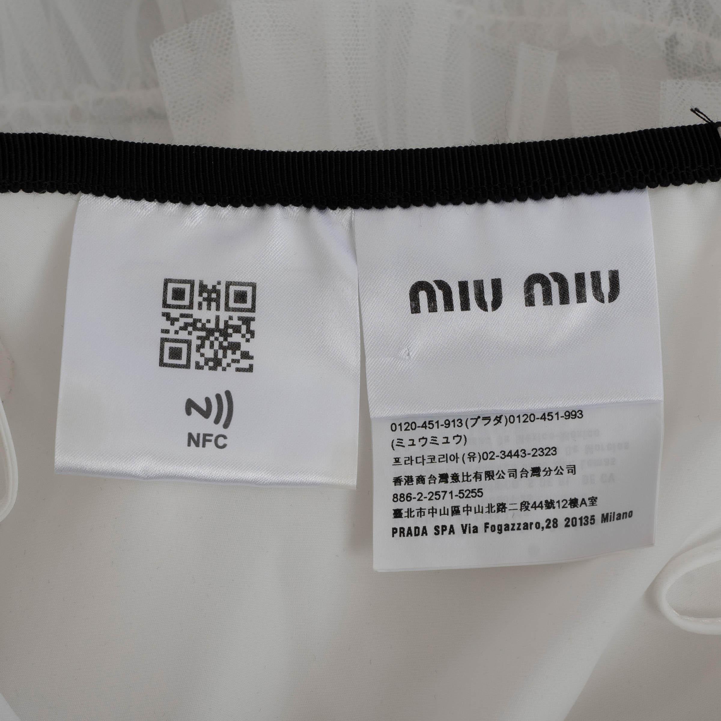 De las mujeres MIU MIU nylon blanco 2021 TIERED TULLE Falda MIDI 38 XS en venta