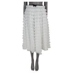 MIU MIU nylon blanco 2021 TIERED TULLE Falda MIDI 38 XS