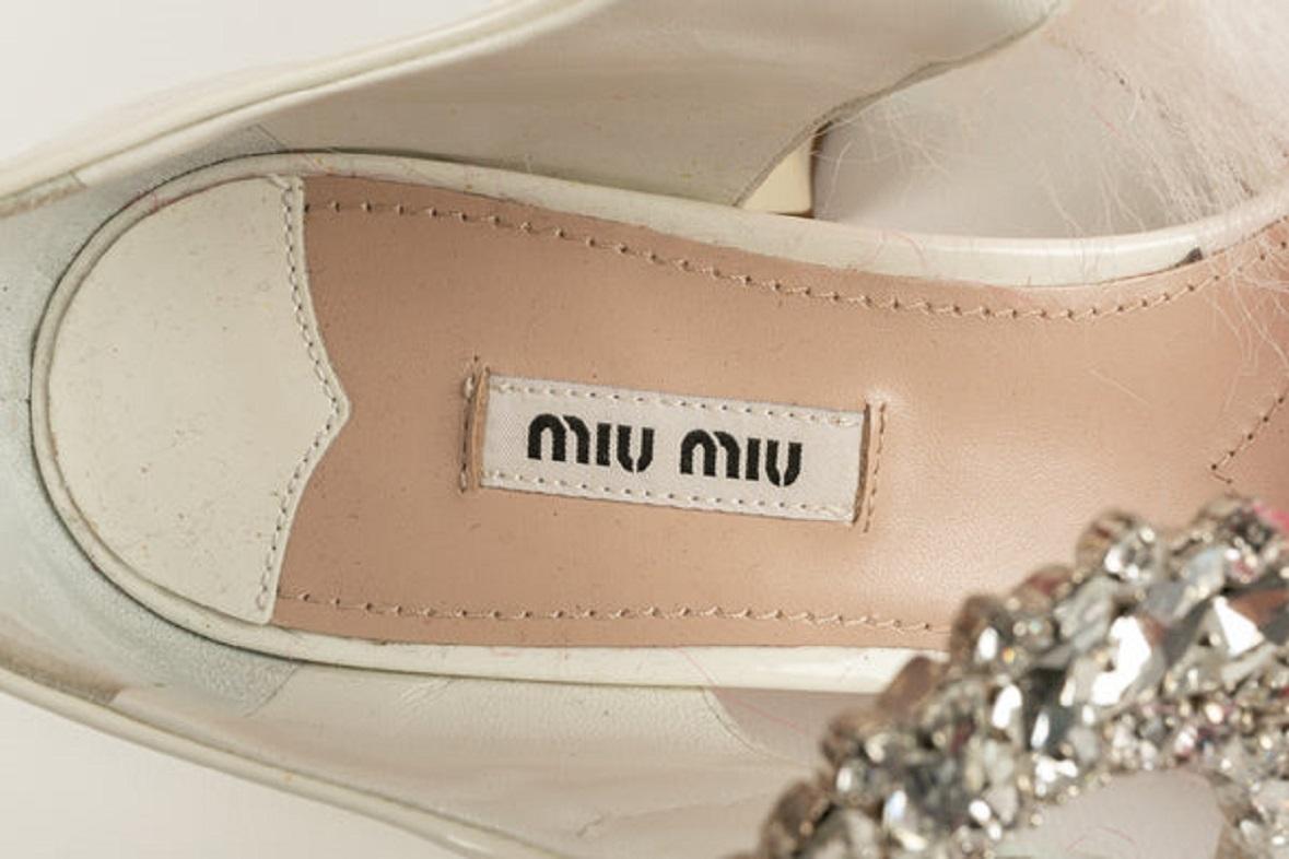 Miu Miu White Patent Leather Pumps Shoes, Size 39 5