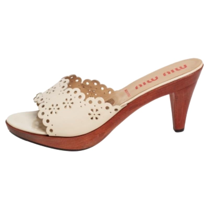 Miu Miu White Patent Leather Slide Sandals Size 40