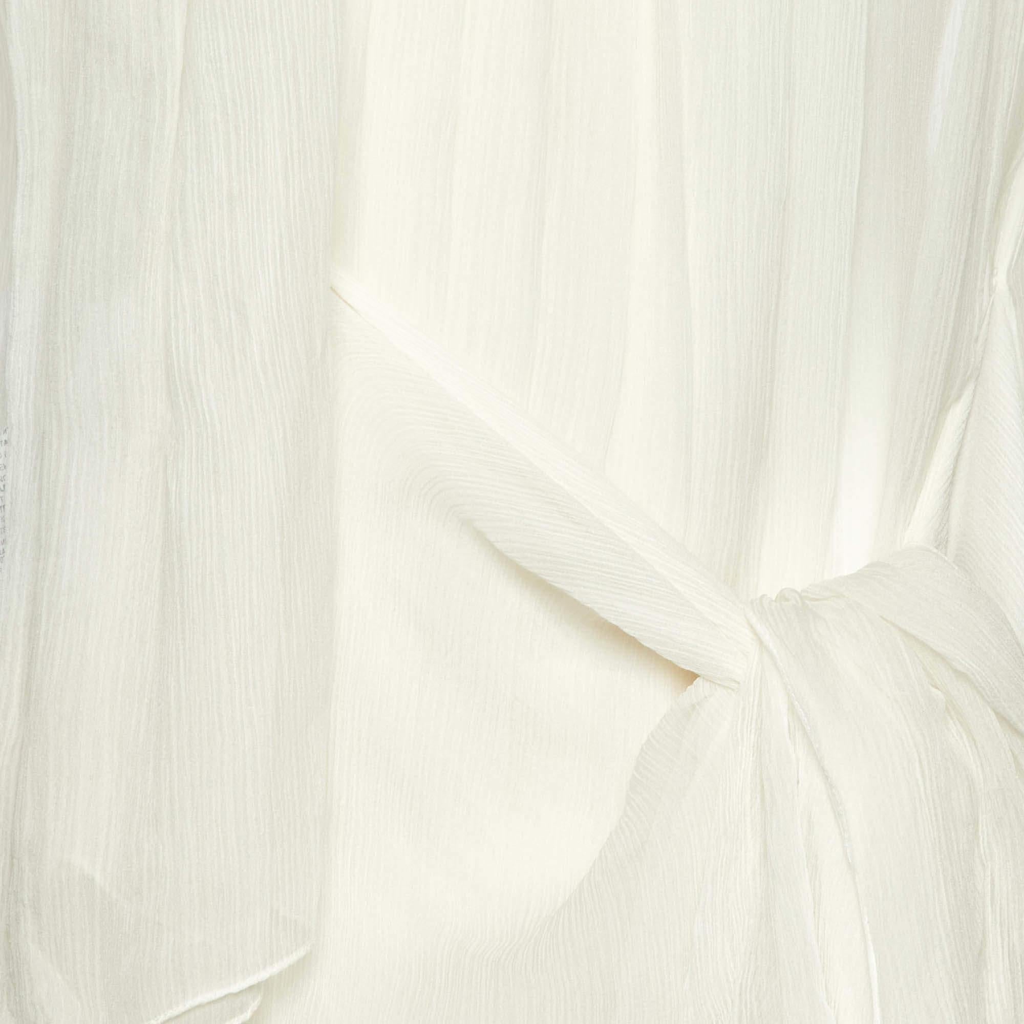 Blanc Tunique plissée en géorgette de soie blanche Miu L