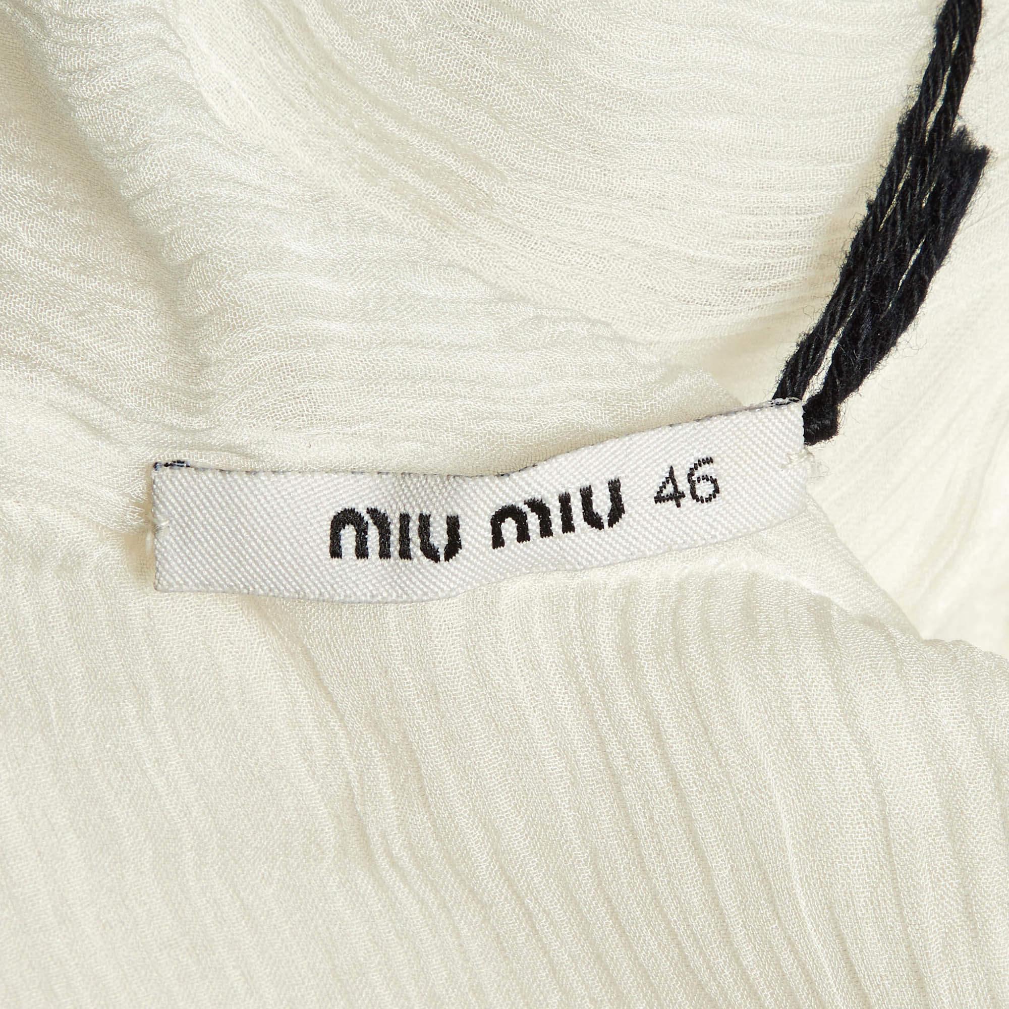 Tunique plissée en géorgette de soie blanche Miu L Neuf à Dubai, Al Qouz 2
