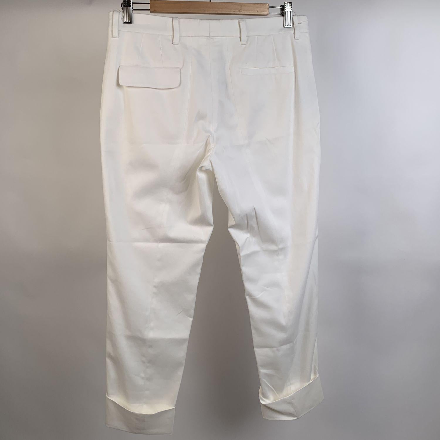 Gray Miu Miu White Stretch Cotton Trousers Pants Size 40