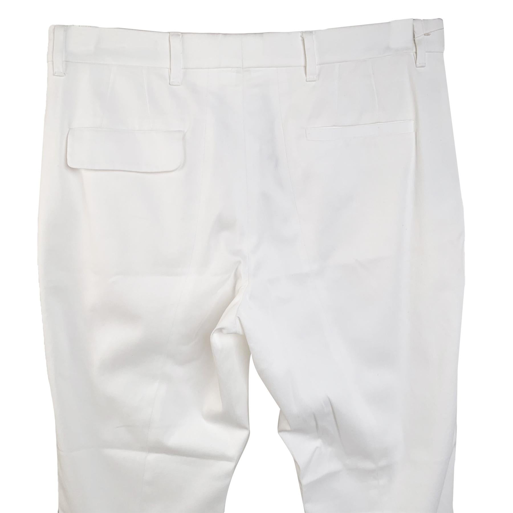 Miu Miu White Stretch Cotton Trousers Pants Size 40 In Excellent Condition In Rome, Rome