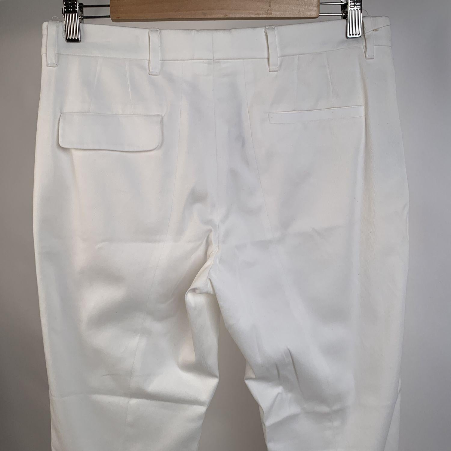 Women's Miu Miu White Stretch Cotton Trousers Pants Size 40