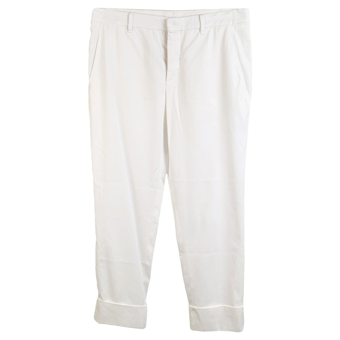 Miu Miu White Stretch Cotton Trousers Pants Size 40