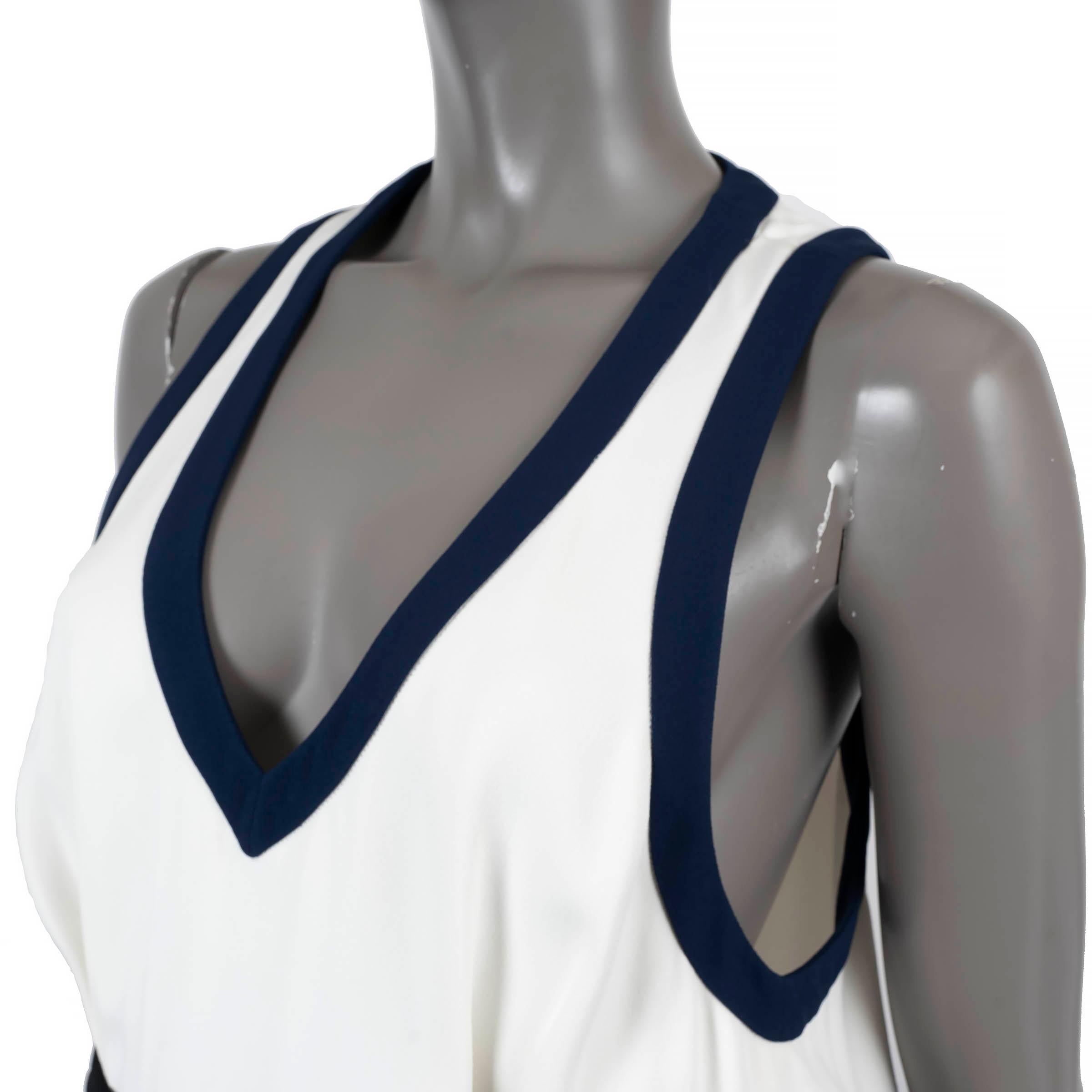 Donna S.I.V.A. White in viscosa 2010 DEEP-V CREPE MINI Dress 40 S. in vendita