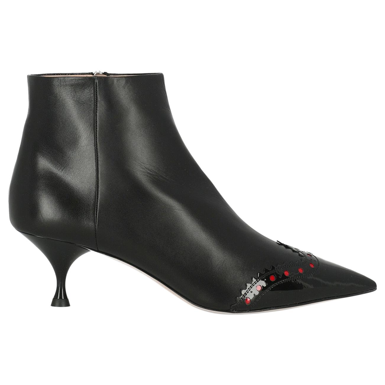 Miu Miu Woman Ankle boots Black Leather IT 40 For Sale