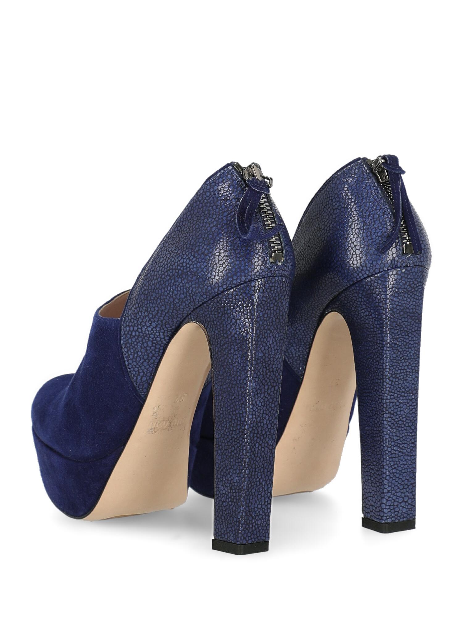 Purple Miu Miu Woman Ankle boots Navy Leather IT 37 For Sale