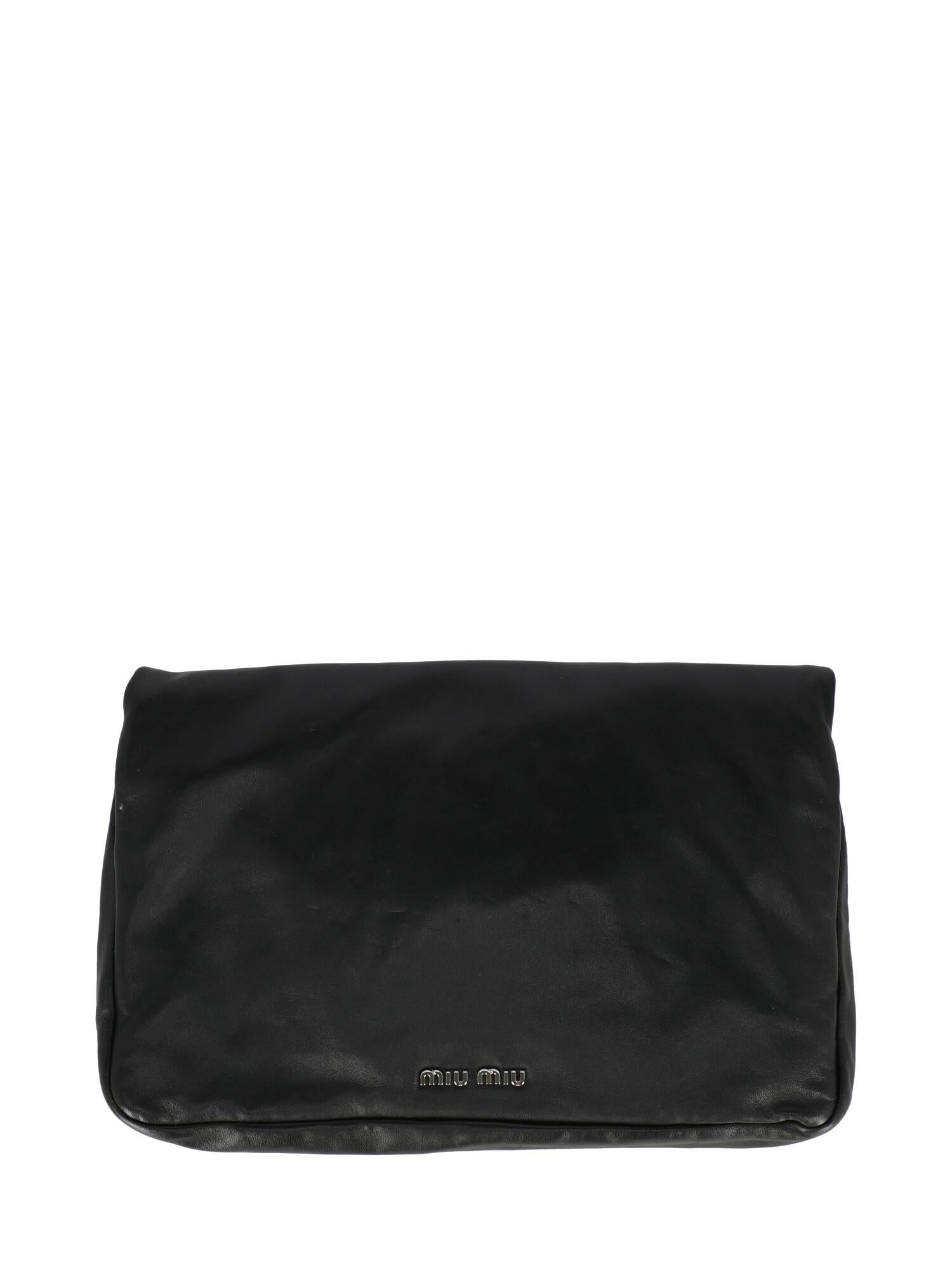 Miu Miu Woman Handbag  Black Leather In Fair Condition For Sale In Milan, IT