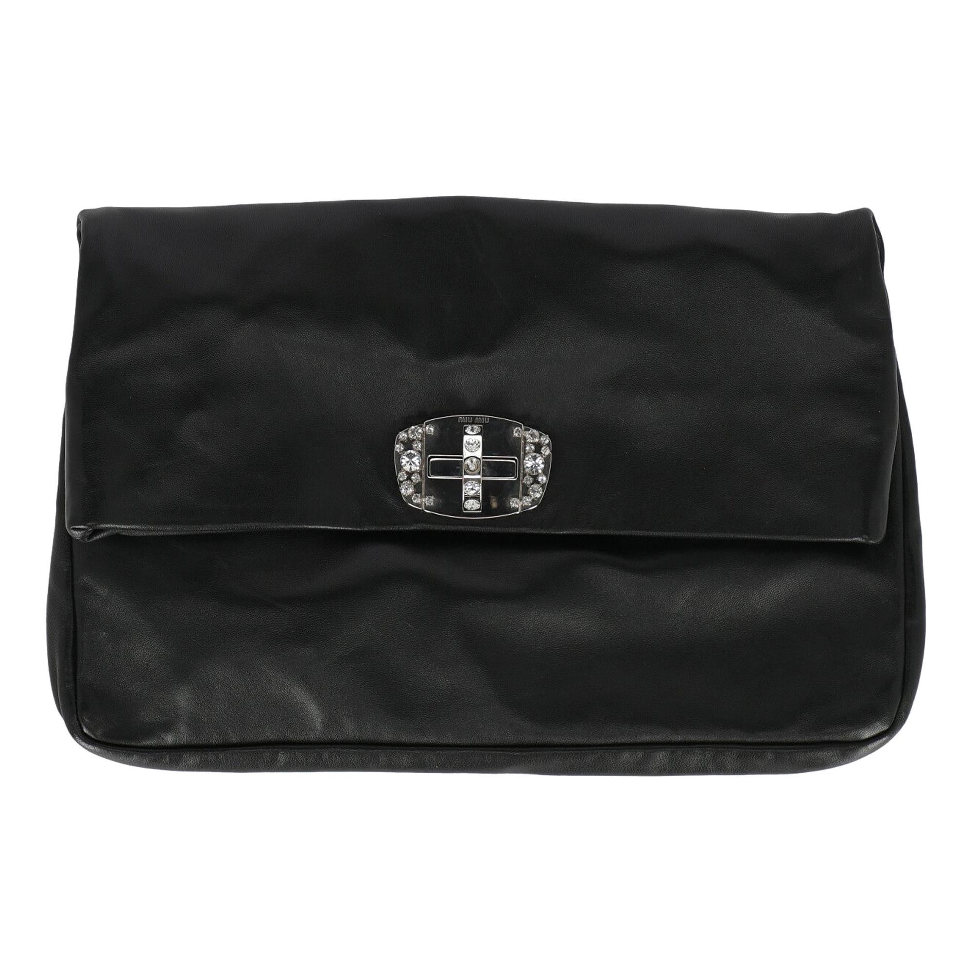 Miu Miu Woman Handbag  Black Leather For Sale