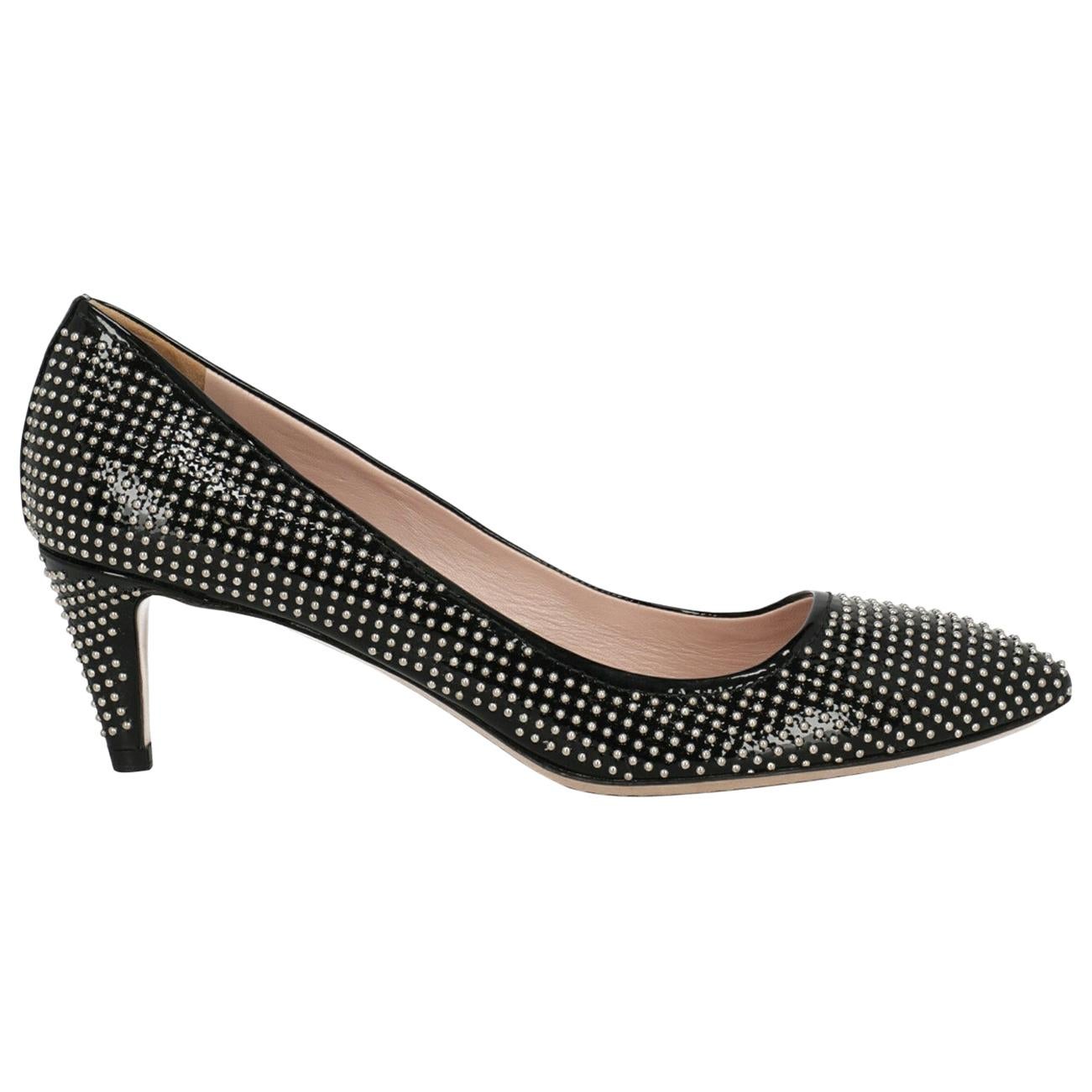 Miu Miu Woman Pumps Black Leather IT 40 For Sale