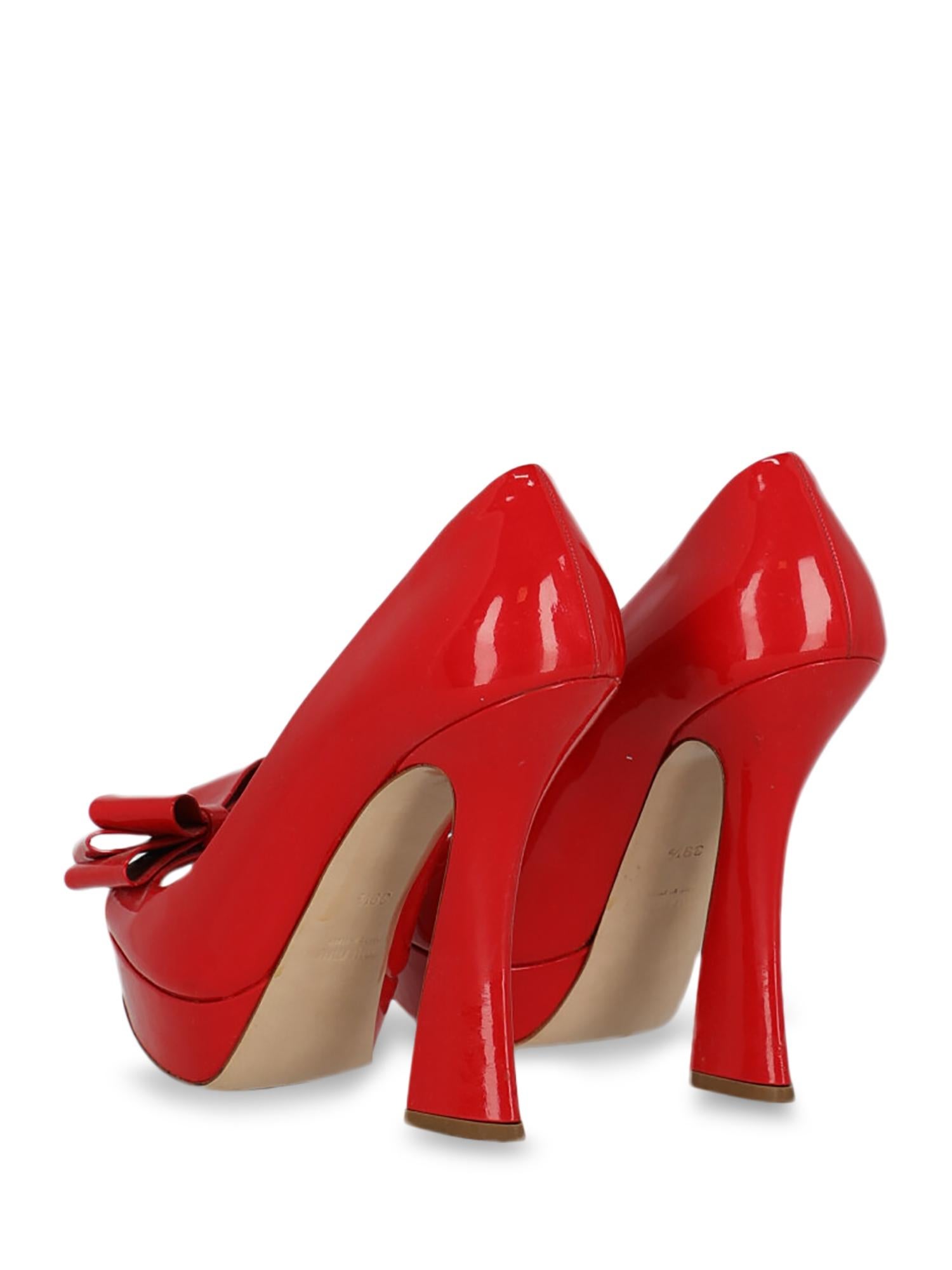 Women's Miu Miu Woman Pumps Red Leather IT 39.5 For Sale