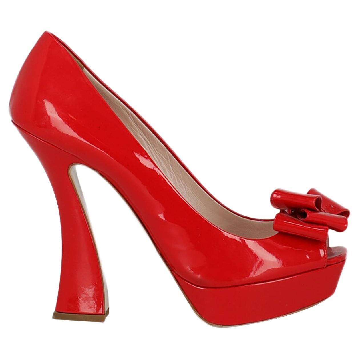 Miu Miu Woman Pumps Red Leather IT 39.5 For Sale