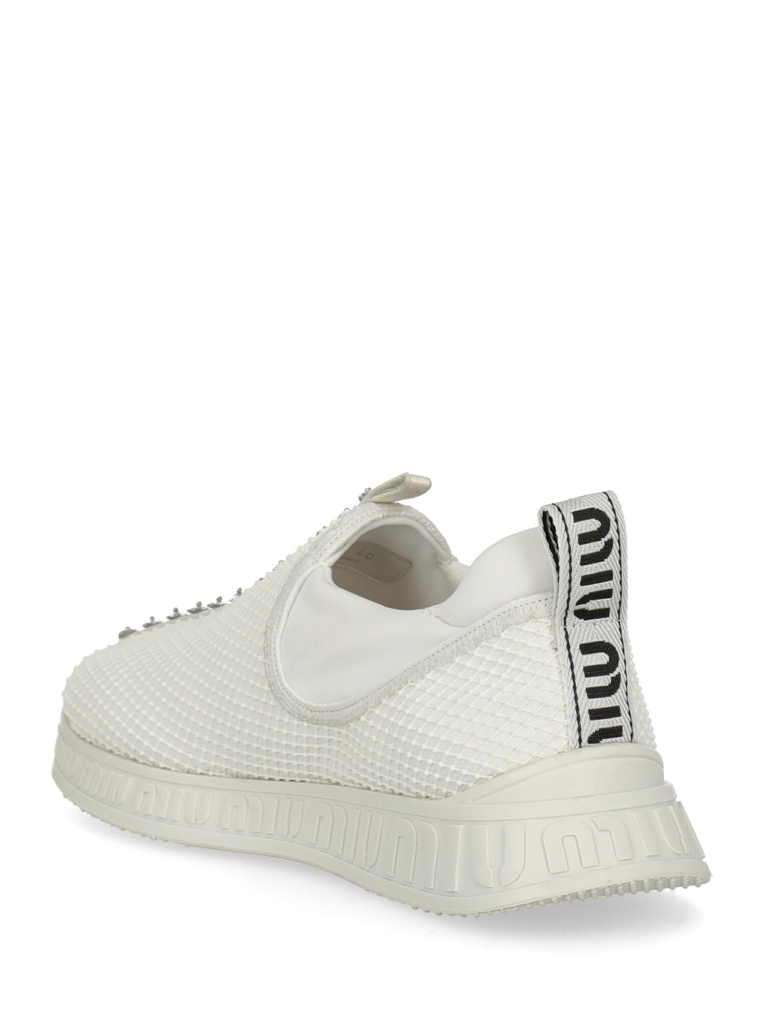 Gray Miu Miu Woman Sneakers White Synthetic Fibers IT 40 For Sale