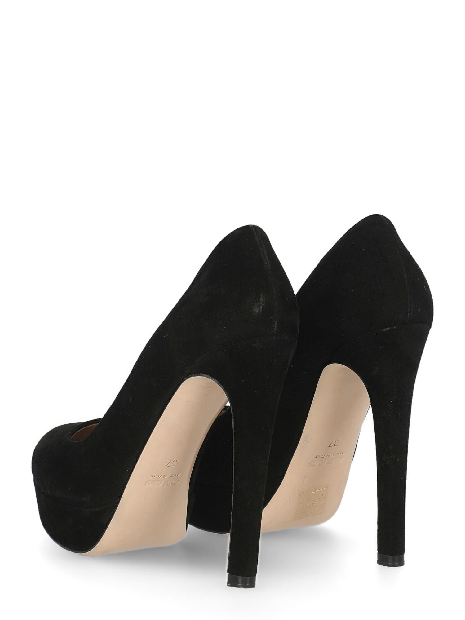 Women's Miu Miu Women  Pumps Black Leather IT 37 For Sale