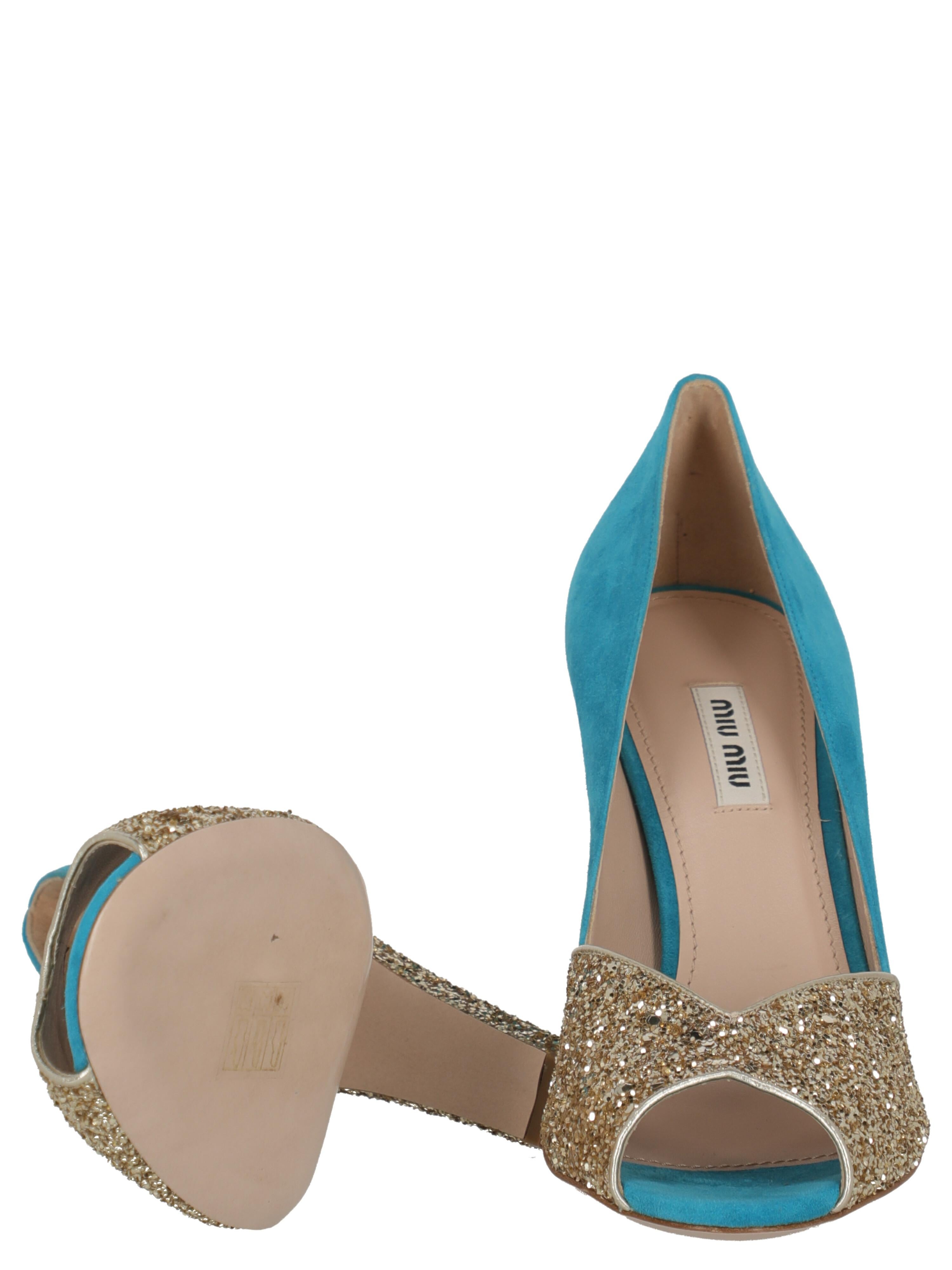 Miu Miu Women  Pumps Blue Leather IT 40 For Sale 1