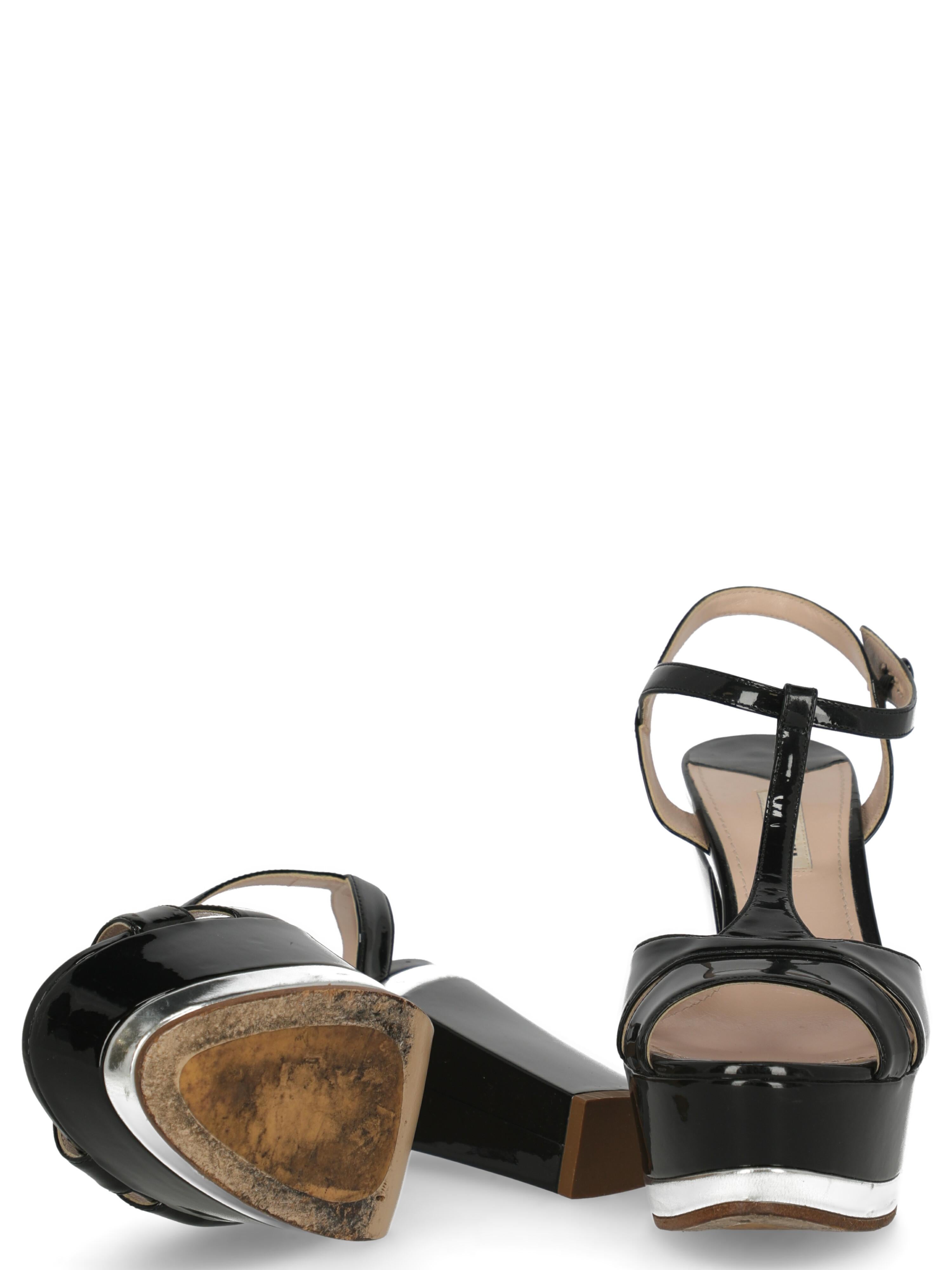 Miu Miu Women  Sandals Black Leather IT 38 For Sale 1