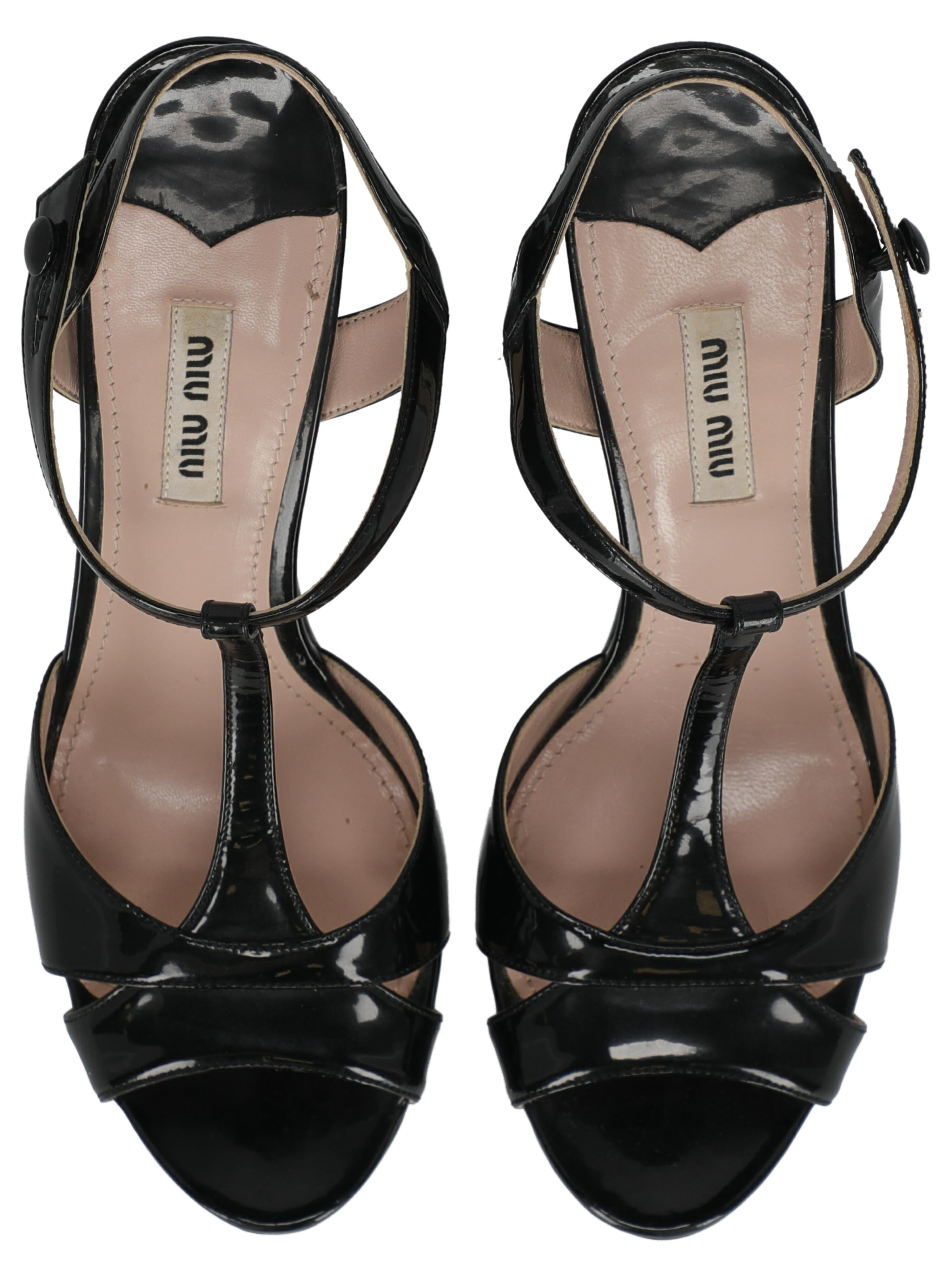 Miu Miu Women  Sandals Black Leather IT 38 For Sale 2