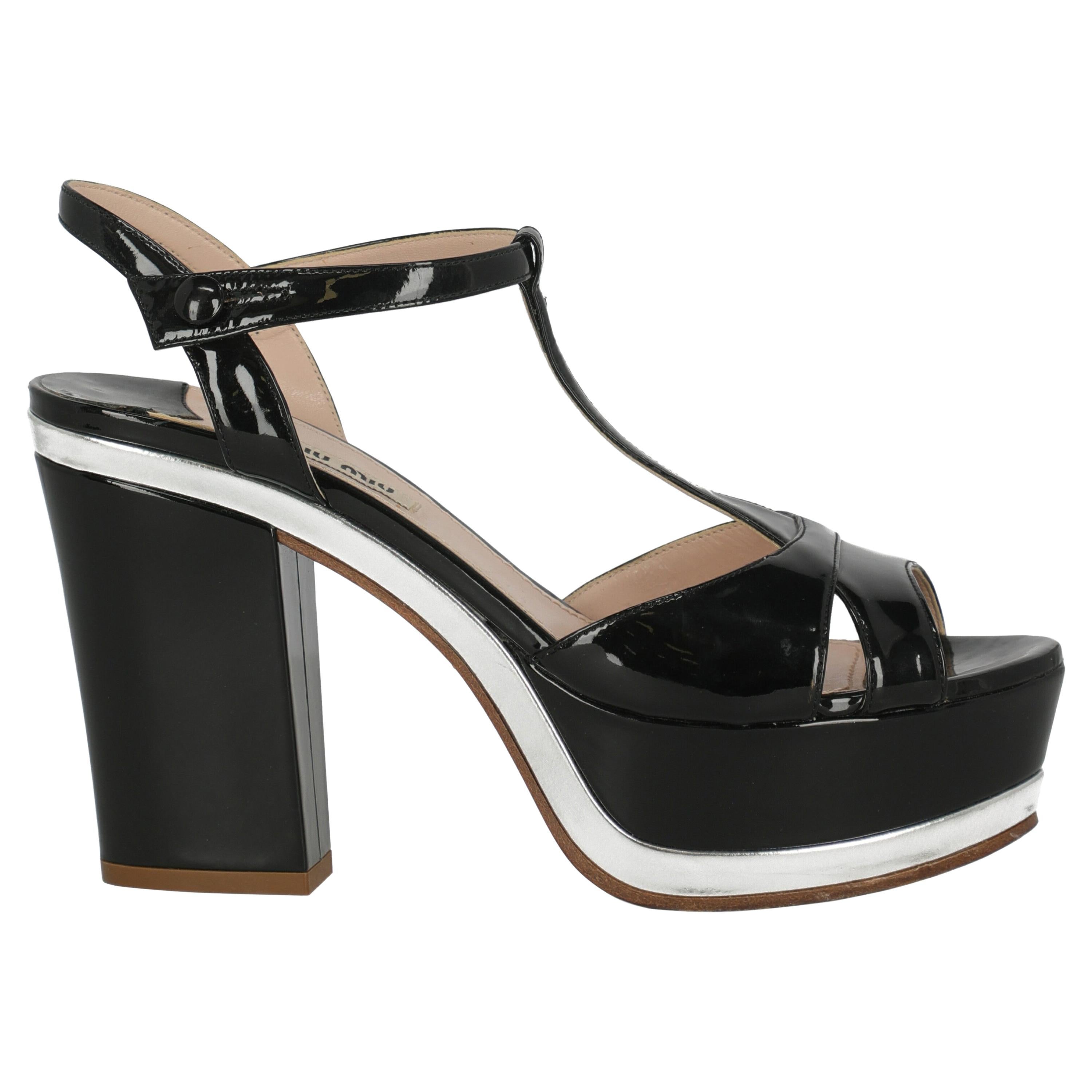 Miu Miu Women  Sandals Black Leather IT 38 For Sale