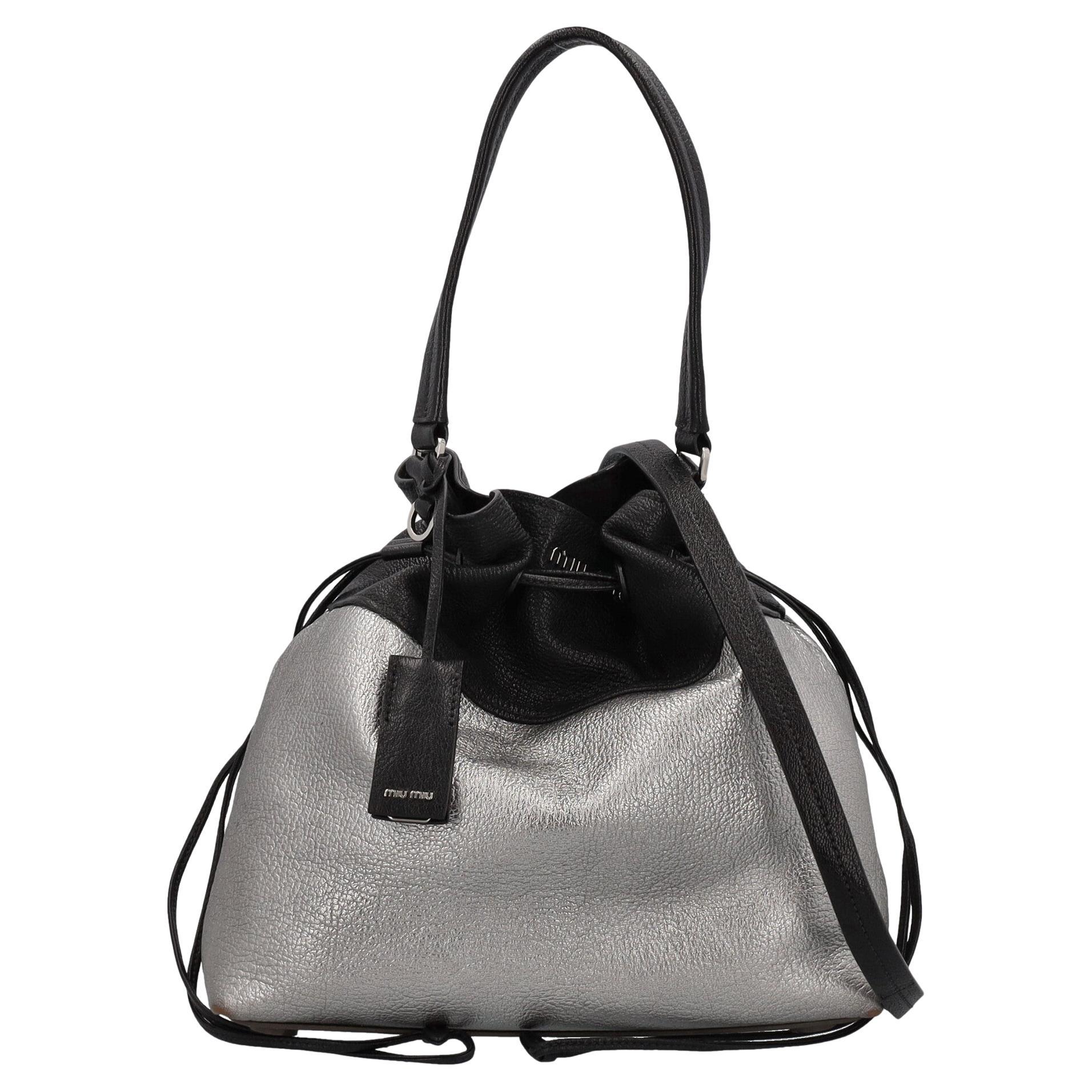 Miu Miu Women Shoulder bags Black, Silver Leather  For Sale