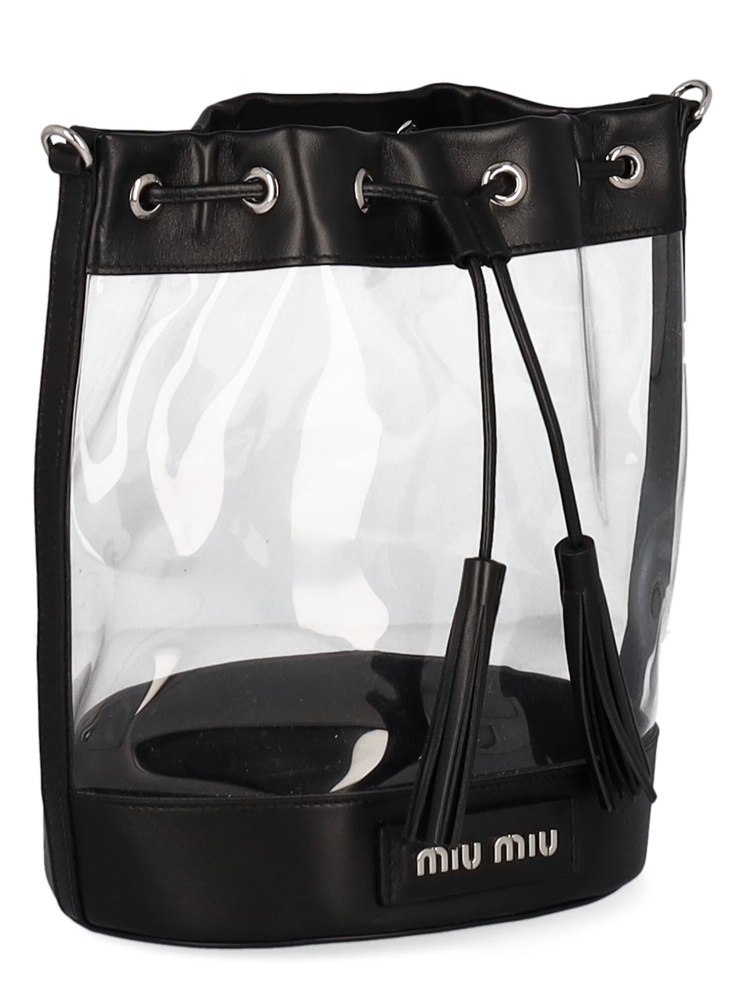 Miu Miu Women Shoulder bags Black, Transparent Synthetic Fibers  In Good Condition For Sale In Milan, IT