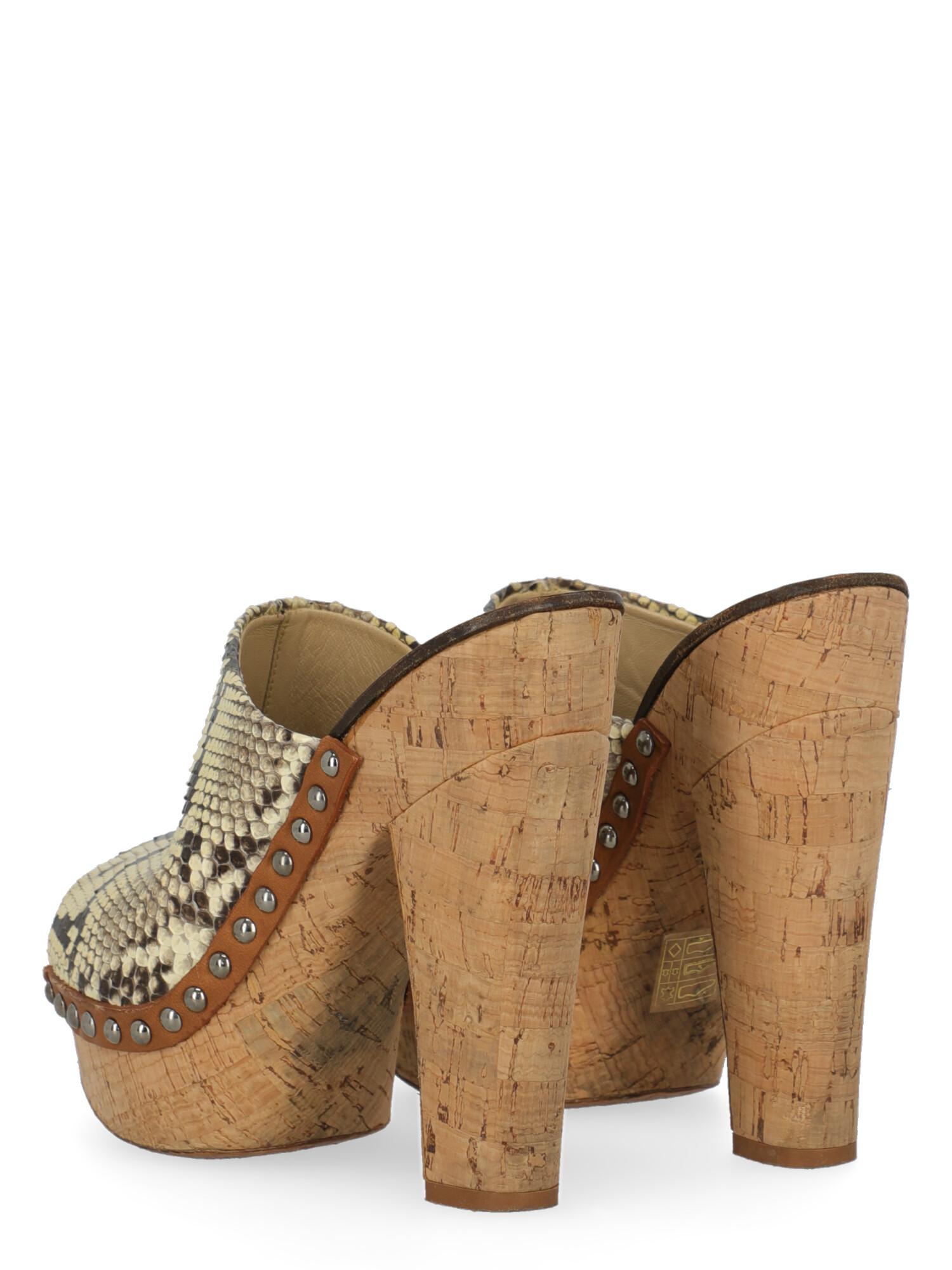 Miu Miu  Women   Wedges  Beige, Brown Leather EU 37.5 In Good Condition For Sale In Milan, IT