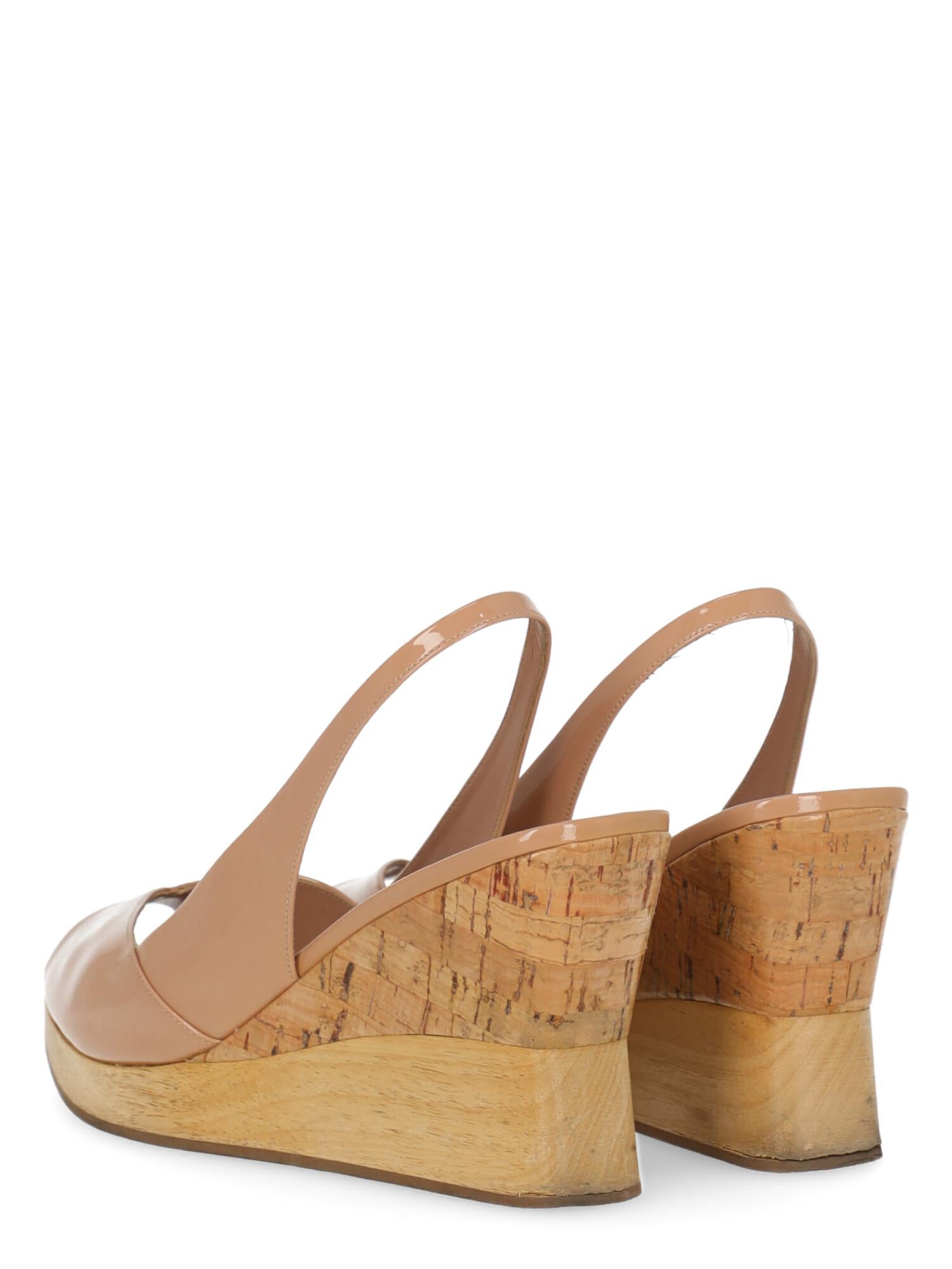 Brown Miu Miu Women  Wedges Pink Leather IT 39 For Sale