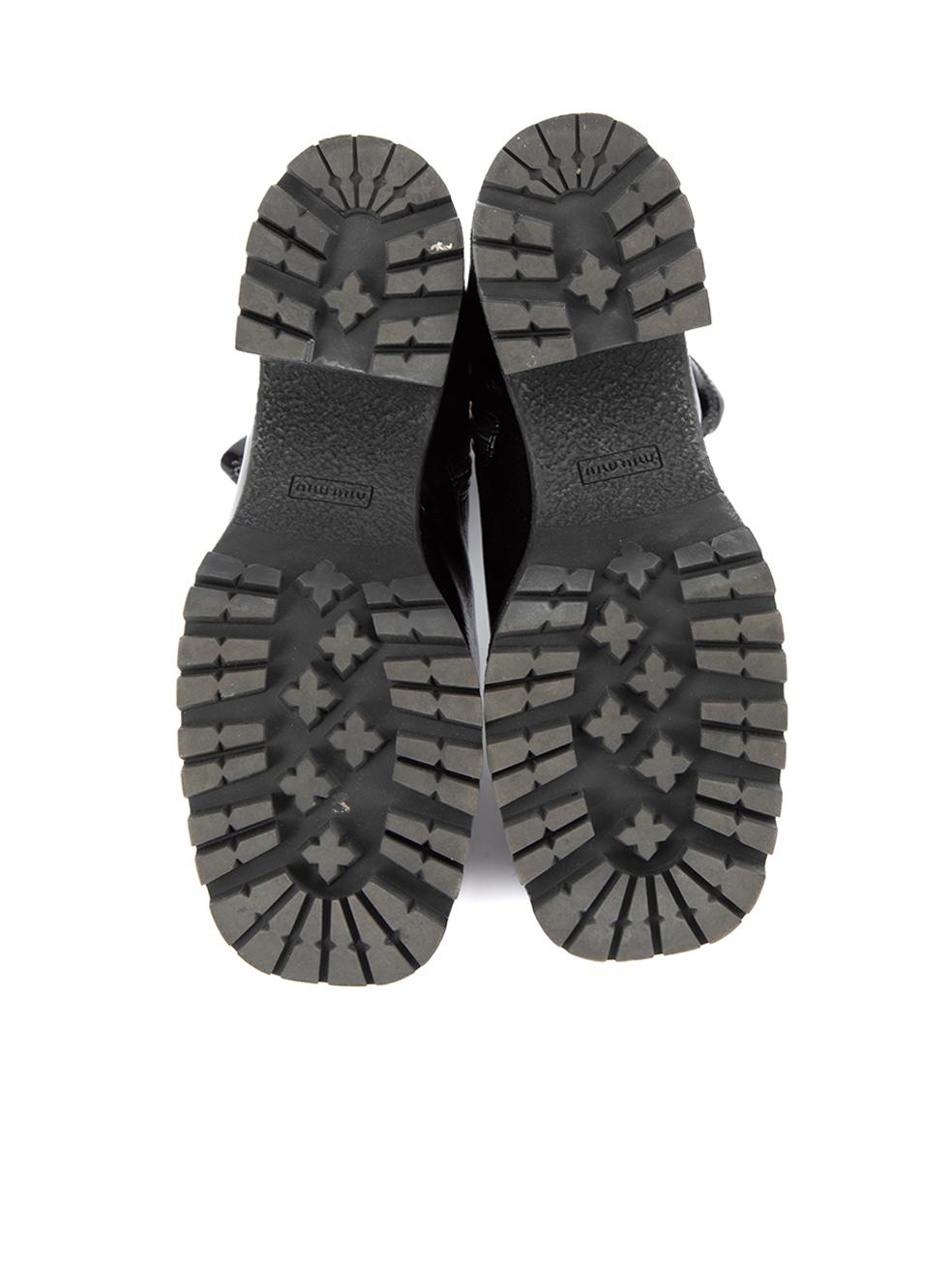 Miu Miu Women's Black Patent Leather Platform Ankle Boots For Sale 1