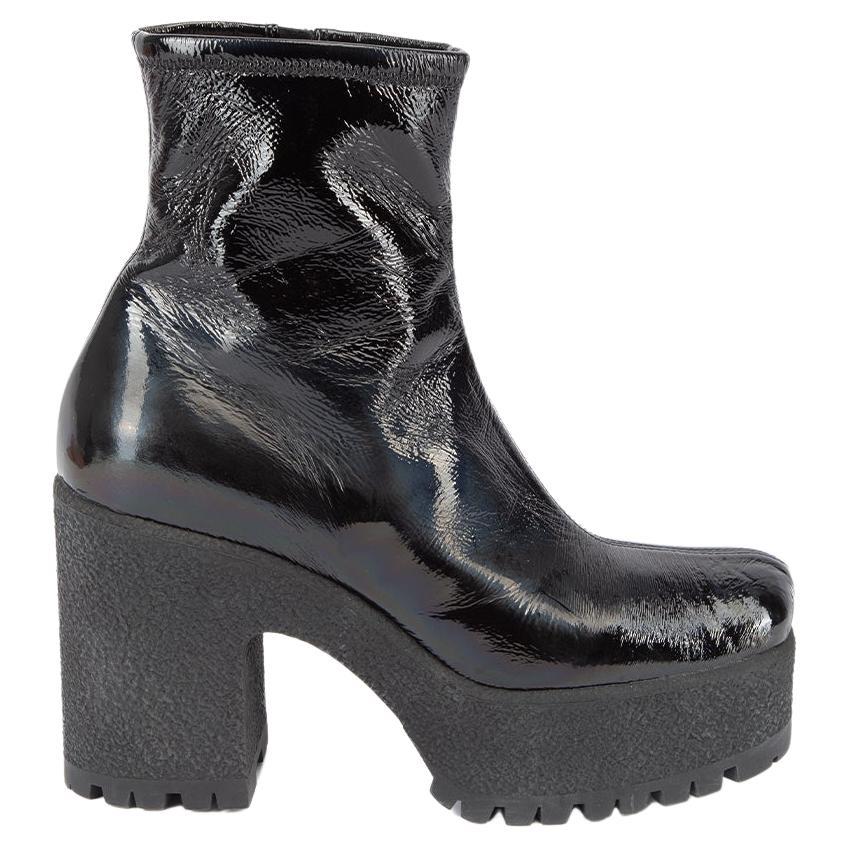 Miu Miu Women's Black Patent Leather Platform Ankle Boots For Sale
