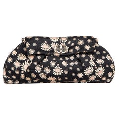 Miu Miu Women's Black Satin Floral Print Clutch